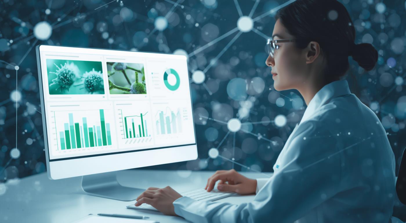 Scientist analyzing biological data